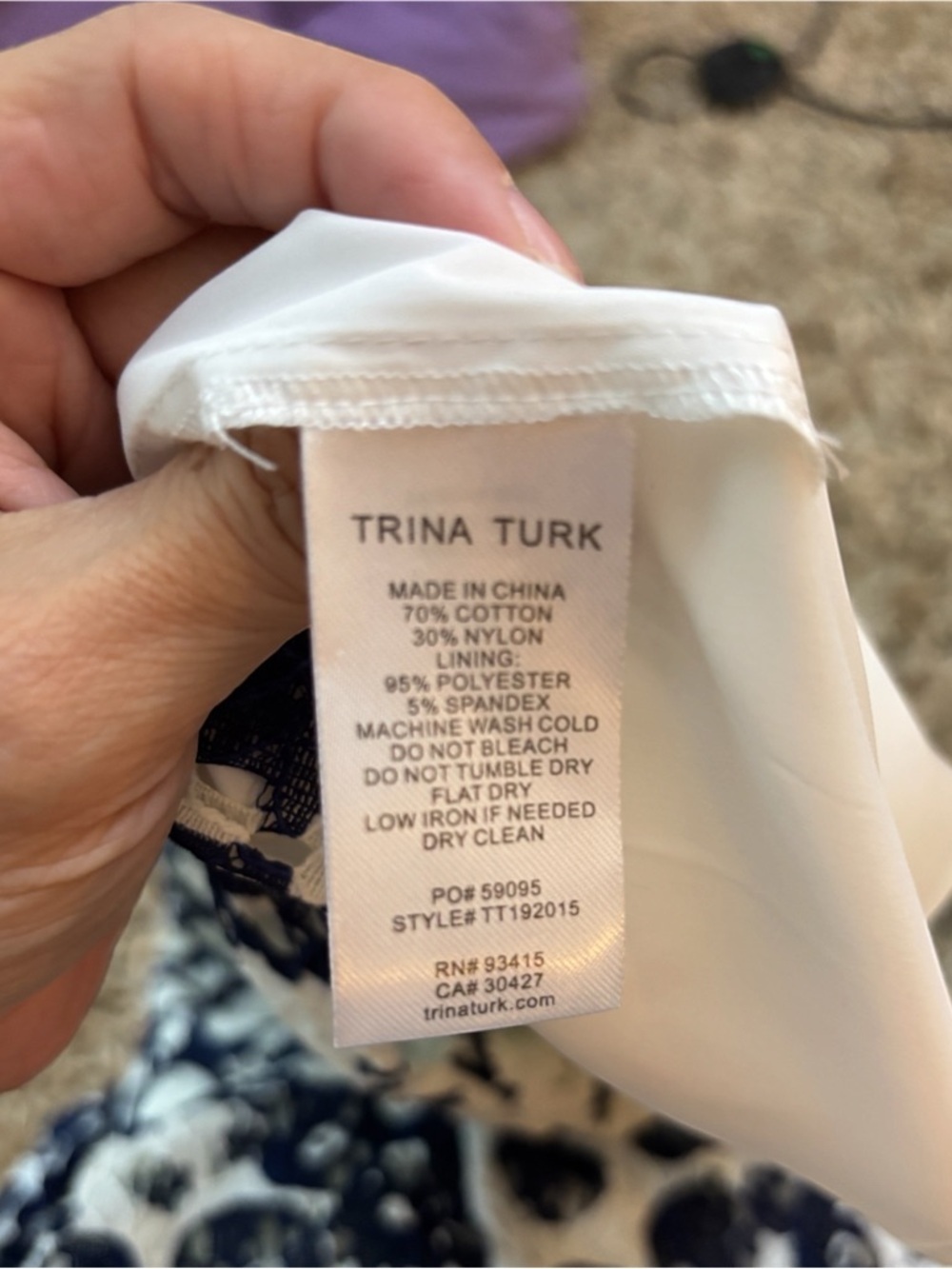 Trina Turk Navy White Lace Sheath Dress Size 6 Sleeveless Square Neck - Picture 7 of 7